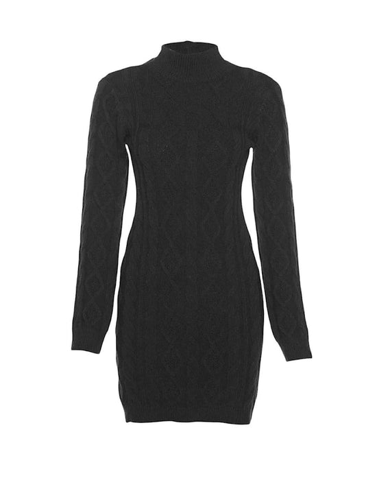Backless Cable Knit Mini Dress–