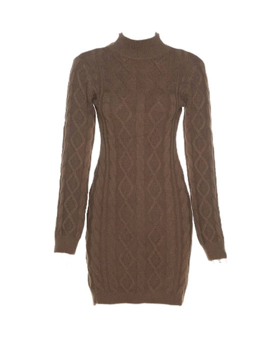 Backless Cable Knit Mini Dress Beyazura.com Backless Cable Knit Mini Dress Beyazura.com