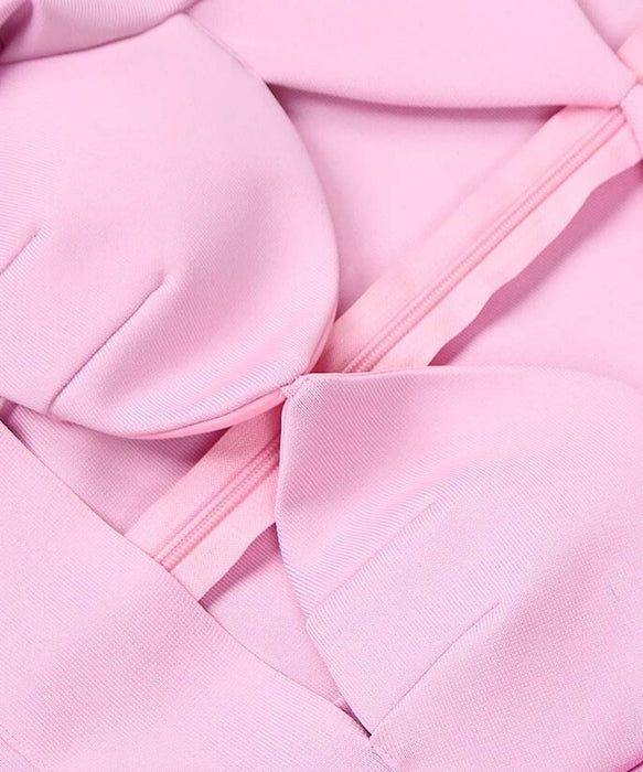 Bandage Knitted Dress In Pink - BEYAZURA.COM