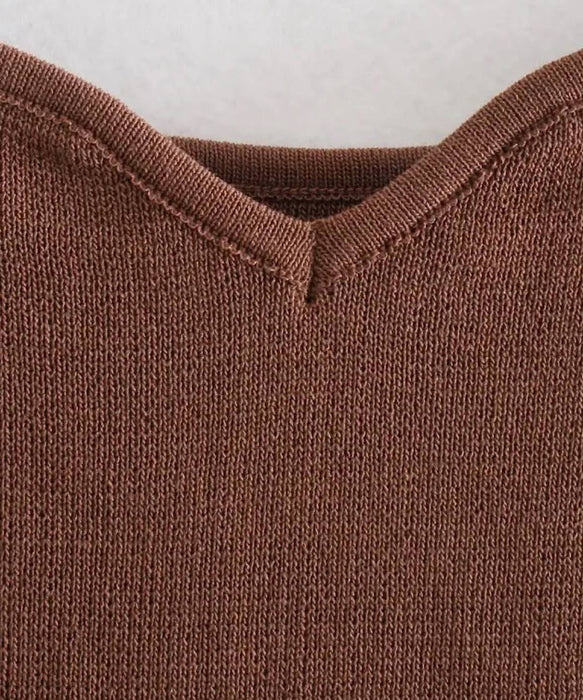 Basic Knitted Sleeveless Crop Top In Beige - BEYAZURA.COM