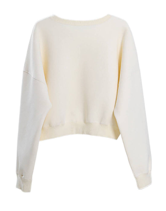 Beige Knit Loose Belted Sweatshirt - BEYAZURA.COM