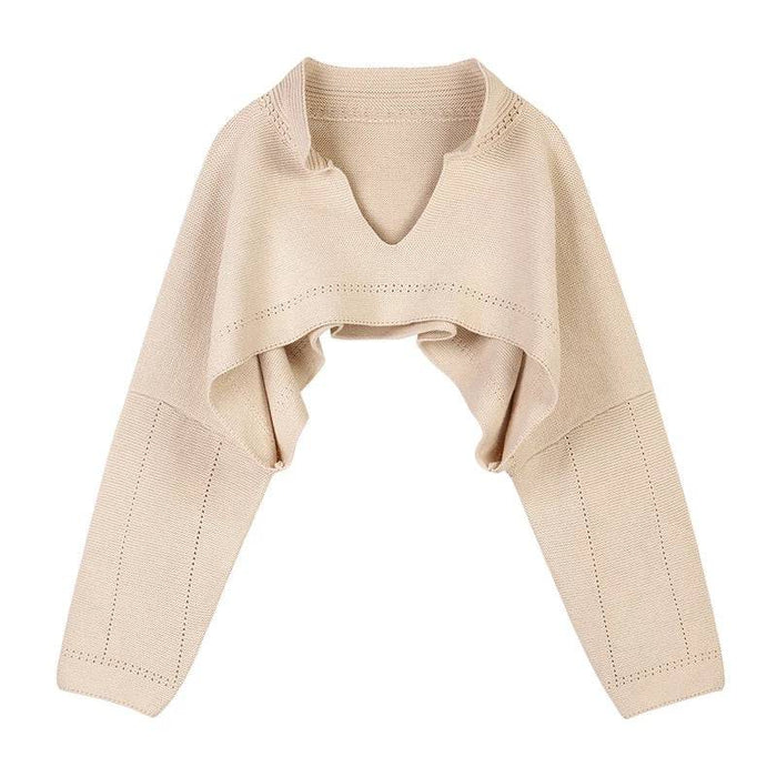 Beige Oversized Knit Raglan Sleeve Sweater - BEYAZURA.COM