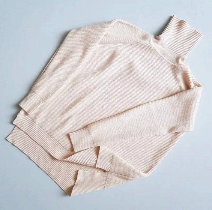 Beige Turtleneck Ribbed Long Sleeve Top and Jogging Pant Coord Set - BEYAZURA.COM