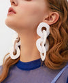 Big Dangle Chained Earrings In White - BEYAZURA.COM