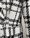 Black and White Tweed Silver Button Blazer - BEYAZURA.COM