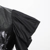 Black Big Shoulder PU Leather Short Top - BEYAZURA.COM