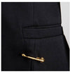 Black Blazer With Golden Safety Pin Trims - BEYAZURA.COM