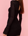 Black Cutout Square Neck Dress - BEYAZURA.COM