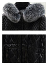 Black Long Leather Coat With Fox Fur Hoodie - BEYAZURA.COM