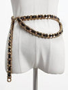 Black PU Leather Gold Chain Belt - BEYAZURA.COM