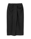 Black Ruched Front Midi Skirt - BEYAZURA.COM