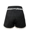Black Tweed Belted Blazer - BEYAZURA.COM