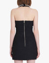 Black Tweed Trimmed Dress - BEYAZURA.COM