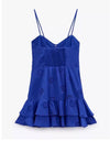 Blue Layered Ruffled Hem Dress - BEYAZURA.COM