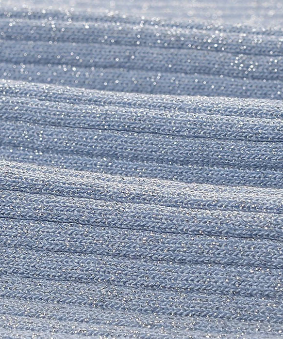 Blue Metallic Thread Mini Knit Dress - BEYAZURA.COM