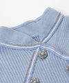 Blue Metallic Thread Mini Knit Dress - BEYAZURA.COM
