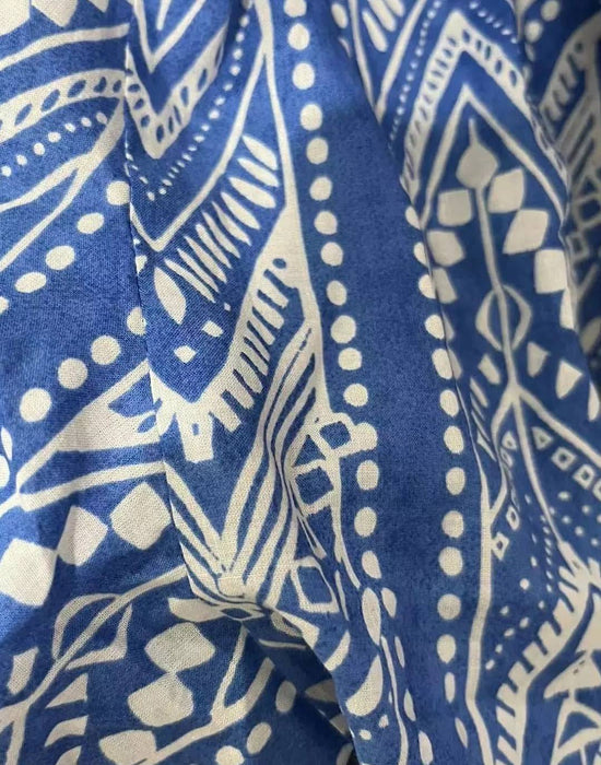 Blue Printed Halter Dress - BEYAZURA.COM