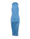 Blue Sleeveless Ruched Bodycon Dress - BEYAZURA.COM