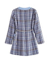 Blue Tweed Textured Skirt With Top And Coat - BEYAZURA.COM
