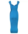 Bodycon Knitted Midi Dress in Blue - BEYAZURA.COM
