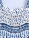Boho Style Elastic Blue Dress - BEYAZURA.COM