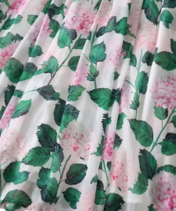 Botanical Print Flowy Maxi Dress - BEYAZURA.COM
