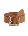 Brown Chain Buckle PU Leather Belt - BEYAZURA.COM