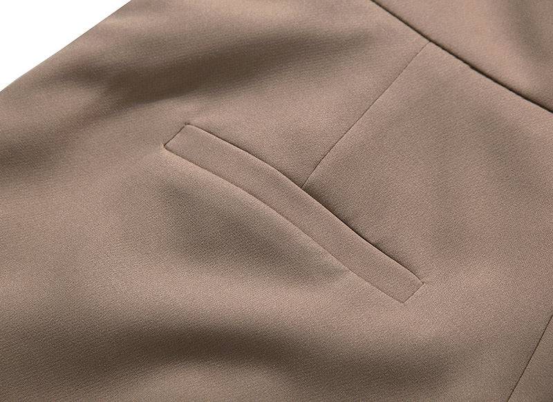 Brown High Waisted Ruched Gold Button Shorts - BEYAZURA.COM