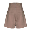 Brown High Waisted Ruched Gold Button Shorts - BEYAZURA.COM