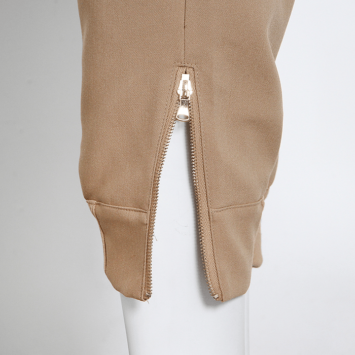 Brown Luxury Golden Chain Zippered Cargo Pants - BEYAZURA.COM