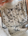 Cable Knit Stand Collar Top And Mini Skirt Set - BEYAZURA.COM