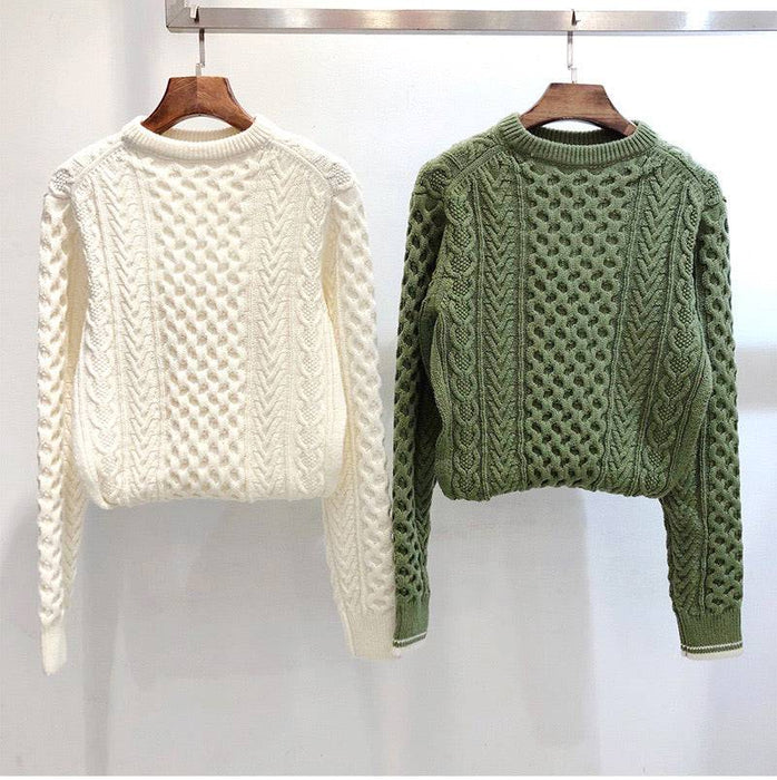 Cable Twist Braid Knit Two Piece Sweater - BEYAZURA.COM