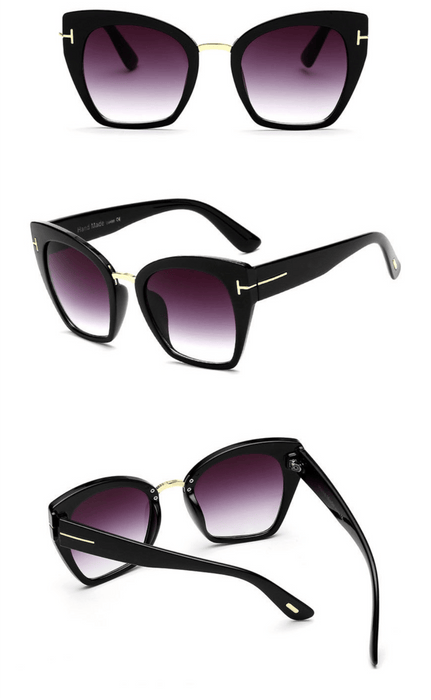 Cateye Style Black Gradient Lens Sunglasses - BEYAZURA.COM