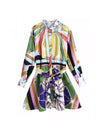 Chain Multi Color Print Shirt Dress - BEYAZURA.COM