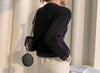 Chain Stitch Warm Sweater With Pearl Buttons - BEYAZURA.COM