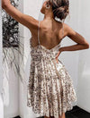 Chiffon Floral Ruffle Thin Strap Dress - BEYAZURA.COM