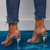 Clear Double Strap Sandals With Heel - BEYAZURA.COM