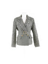 Collared Half Tweed Belted Jacket - BEYAZURA.COM