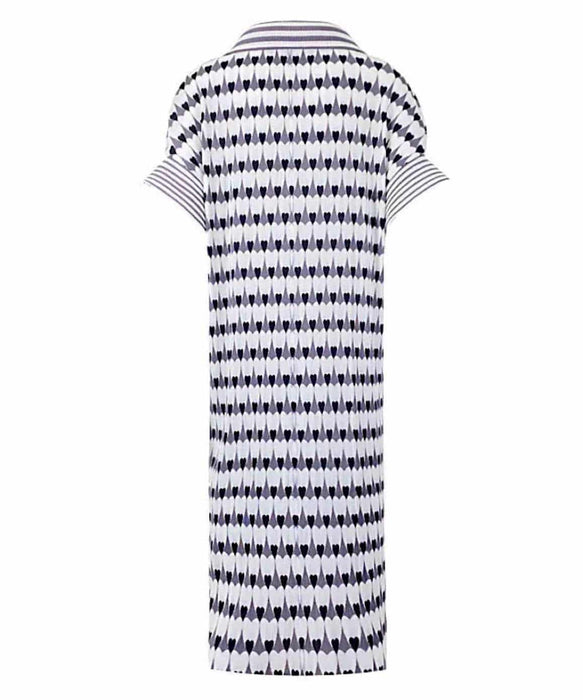 Collared Short Sleeve Printed Short Dress In Blue - BEYAZURA.COM