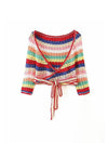 Colorful Stripe Pattern Knitted Top - BEYAZURA.COM
