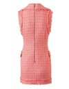 Coral Red Tweed Sleeveless Dress - BEYAZURA.COM