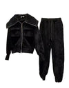 Corduroy Shawl Collar Jacket Pants Set - BEYAZURA.COM