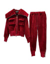 Corduroy Shawl Collar Jacket Pants Set - BEYAZURA.COM
