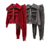 Corduroy Shawl Collar Jacket Pants Set - BEYAZURA.COM