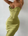 Corset Style Satin Mini Dress - BEYAZURA.COM