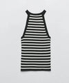 Cotton Ribbed Knit Tank Top In Stripes - BEYAZURA.COM