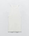 Cotton Ribbed Knit Tank Top In White - BEYAZURA.COM