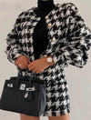 Cozy Houndstooth Jacket and Matching Skirt Tweed Set - BEYAZURA.COM