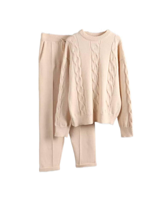 Cozy Soft Cable Knit Pants Set - BEYAZURA.COM