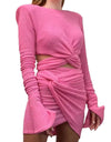Crinkled Knit Skirt Set - BEYAZURA.COM